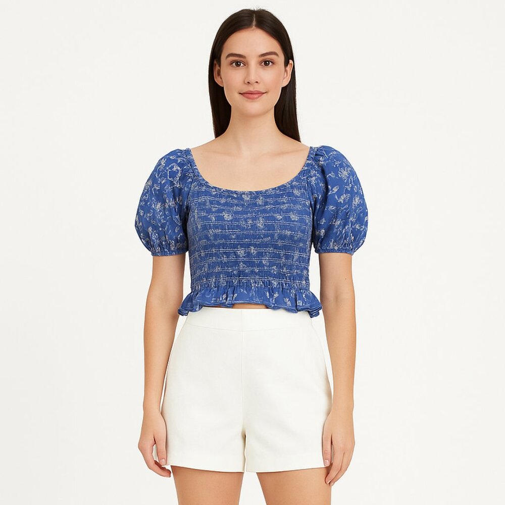 LoveShackFancy floral print cropped top size M